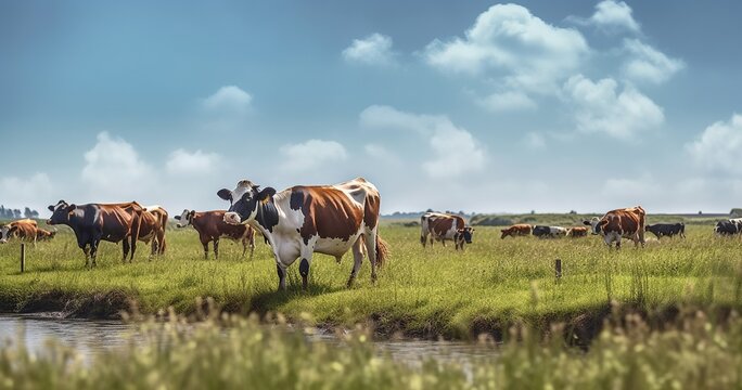 cows in a field. Generative AI
