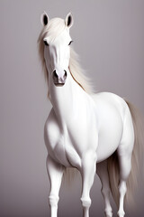 Obraz na płótnie Canvas white horse standing front facing. generative ai.