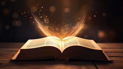 magic book and light. Generative AI
