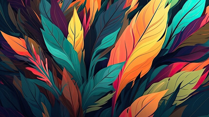 Fototapeta na wymiar abstract colorful autumn leaves illustration background for designers. Generative AI