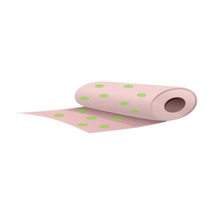 Roll of the pink fabric isolated on a white background. Vector illustration.