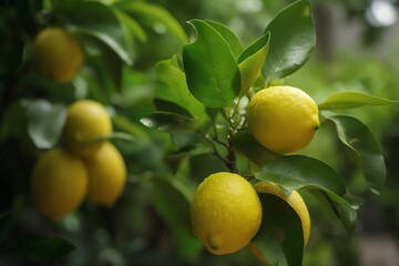 Lemon tree with fruits, Generative AI
