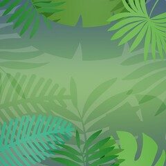 3d illustration of leaves on green background with shadows.
