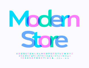 Vector stylish Poster Modern Store. Elegant Watercolor Font. Creative set of Alphabet Letters, Numbers and Symbols