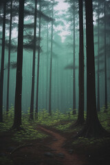 Naklejka premium The forest in the mist.