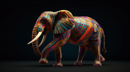 Obraz premium Abstract elephant ukiyo colorful acrylic painting drawing illustration image AI generated art