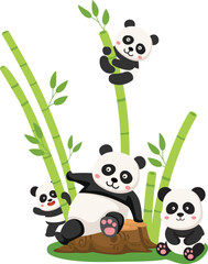 cute cartoon panda character on white background illustration