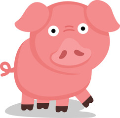cute cartoon pig character on white background illustration