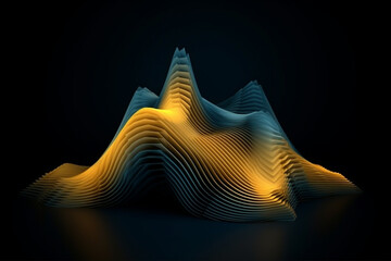 Abstract wave background, radiating with vibrant hues of yellow and blue. This artwork serves as a versatile backdrop for graphic design materials such as brochures or flyers. Ai generated