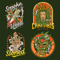 Cannabis cigarettes set poster colorful