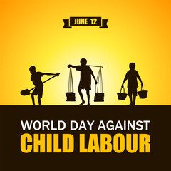 World day against child labour vector illustration. Suitable for Poster, Banners, campaign and greeting card. 