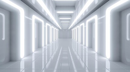 white modern tunnel with lights