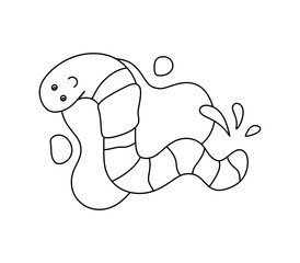 Character Worm Black and White Vector Illustration Coloring Book for Kids