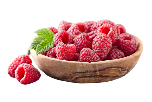 raspberries in a bowl isolated on a transparent background