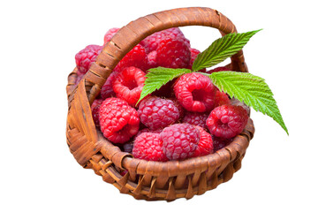 strawberries in a basket isolated on a transparent background	