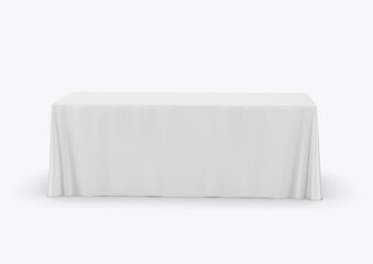 Table Cloth Fitted Exhibition advertising runner, cloth and stitched table cover. 3D illustration.