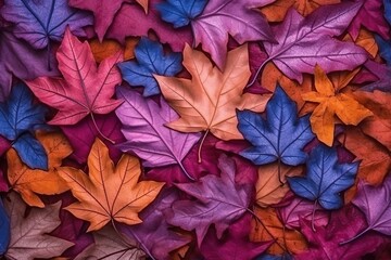 Tree leaves are multicolored filled background. The texture of a tree leaf.