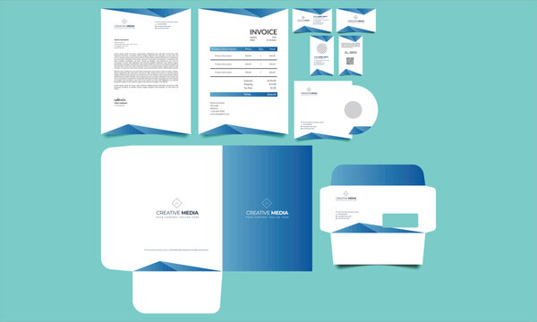 corporate identity template design. Business stationery template design. Business card, Id card, envelope, letterhead, invoice
