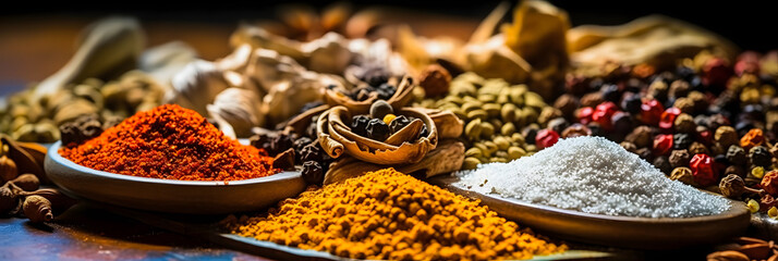Fototapeta premium Spices Unveiled: High-Quality Closeup Shot for Engaging Visuals and Social Media Impact