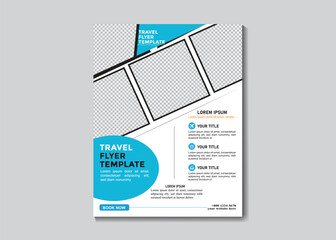 Travel poster or flyer pamphlet brochure design layout space for photo background, travel flyer design template, tour flyer, tourism color a4 print ready flyer.