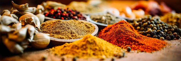 Aromatic Delights: Closeup Shot of Traditional Spices for Social Media Banners