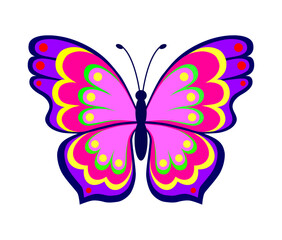 Fototapeta na wymiar Butterfly. Color vector illustration in flat style. Isolated on white background. 