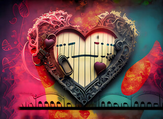 Gothic colorful background with music and love
