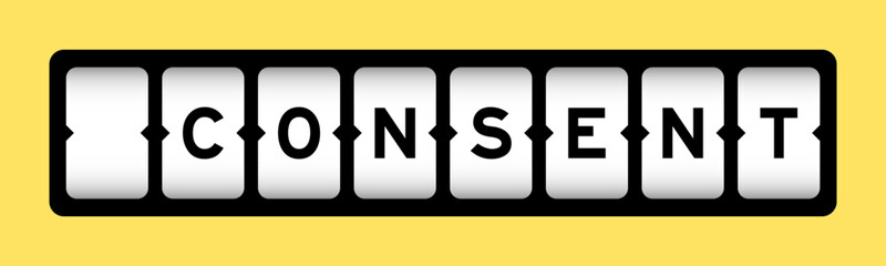 Black color in word consent on slot banner with yellow color background