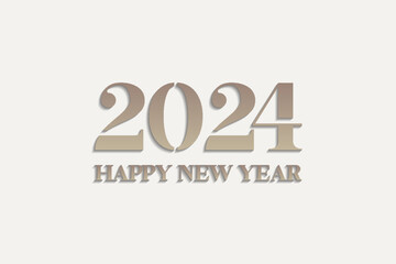 happy new year 2024 simple in golden color