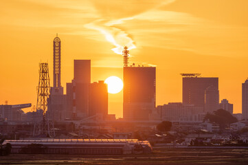 さいたま市の夜明けの景色