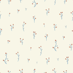 Bluebells Vector Seamless Pattern. Small Flowers Background. Ditsy Floral Print