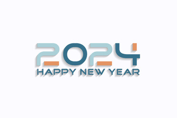 Happy new year 2024 with retro 3d concept,new year 2024 celebration concept