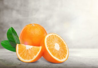 Tasty sweet fresh sliced orange fruit citrus