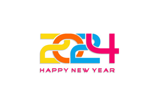 3d new year 2024 greeting with overlapping colors