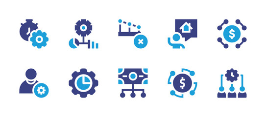 Business management icon set. Duotone color. Vector illustration. Containing management, risk management, realtor, money management, manage.
