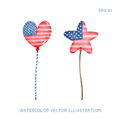 USA Balloon Watercolor vector Illustration