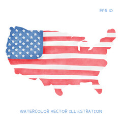 USA Map Watercolor vector Illustration