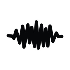 Sound wave icon. Flat style black icon on white. Vector illustration.