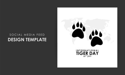 Vector illustration of International Tiger Day social media story feed mockup template