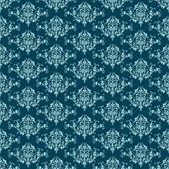 Fototapeta premium Vector damask seamless pattern background. Elegant luxury texture for wallpapers, royal blue ornamental backgrounds. raper and packaging paper