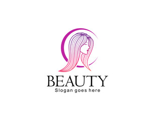 beauty haircut salon logo with scissor vector illustration design