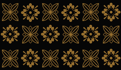 Top view, Abstract pattern golden ornament geometric isolated black background texture for graphic design, advertising product, colourful style, tile frame