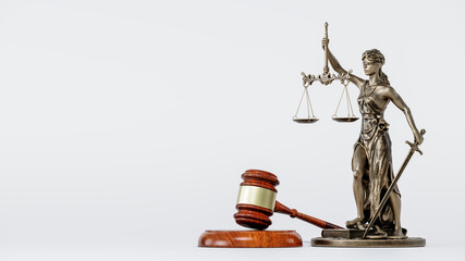 Themis Statue Justice and gavel. Law Lawyer Business Concept