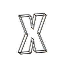 Metal Outline 3D Alphabet or PNG Letters