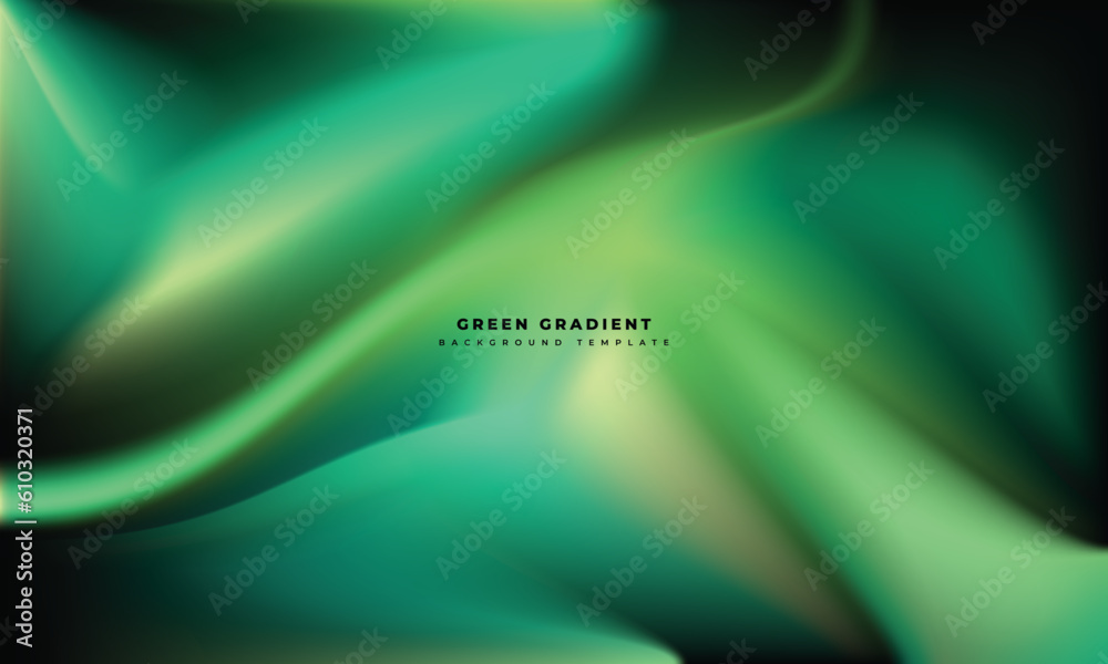 Sticker fluid green gradient mesh background template copy space. four fluid backdrop design for poster, ban