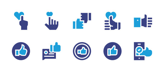 Like icon set. Duotone color. Vector illustration. Containing like, thumbs up, social media.