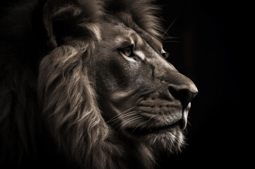 Naklejka premium Lion head portrait. Generative AI