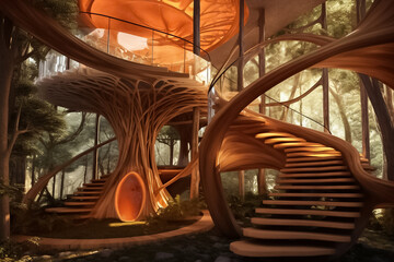 Adventure Haven A thrilling and exciting hideaway built high in the trees, designed for endless exploration and outdoor fun.  generative AI.