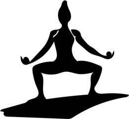 Black silhouette illustration of a female yoga trainer in practice 