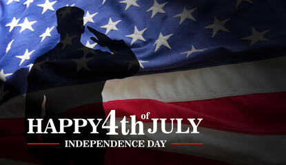 HAPPY 4th of JULY, INDEPENDENCE day text on USA flag background.